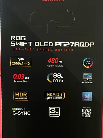 Asus ROG Swift PG27 OLED 27" Gaming Monitor (2560x1440, 480Hz) - Boxed