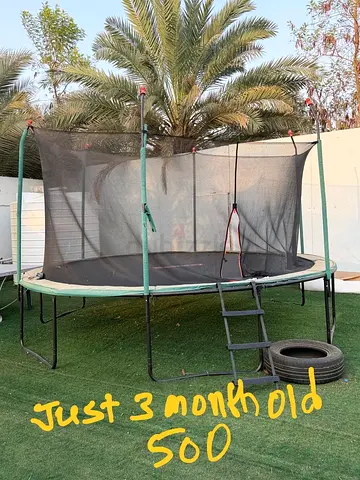 14ft Backyard Trampoline with Safety Net (Green) - Good Condition