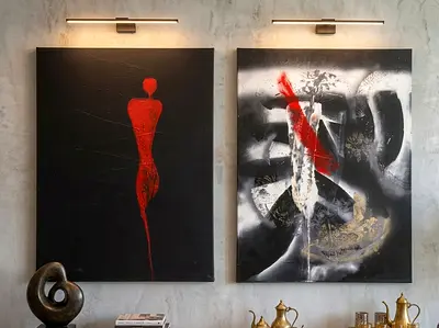 Pair of Modern Abstract Canvas Paintings - Hand painted (120 x 80 cm)