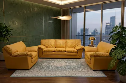 Modern 3-Piece Yellow Sofa Set leather