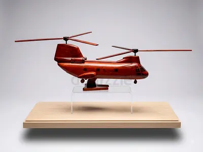 Wooden twin-rotor helicopter model-50cm length