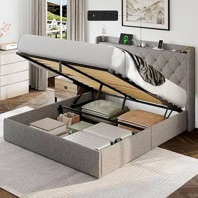 Brand New Luxury Fully Customizable Bedframe - King Size - Hydraulic Storage Can be installed