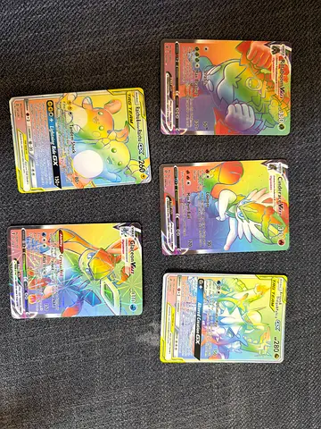 Lot of 5 Pokémon Rainbow/Full Art GX/V Cards - Rare Collectible Cards ( FAKE)