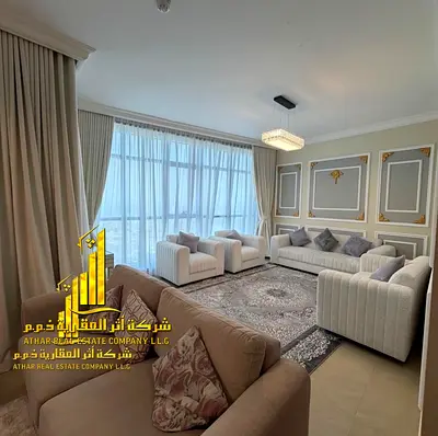 شقة غرفتين وصالة vip اطلالة مفتوحة بعجمان - الكورنيش - ابراج الريزيدنس - مفروشة فرش فندقى للايجارالشهرى