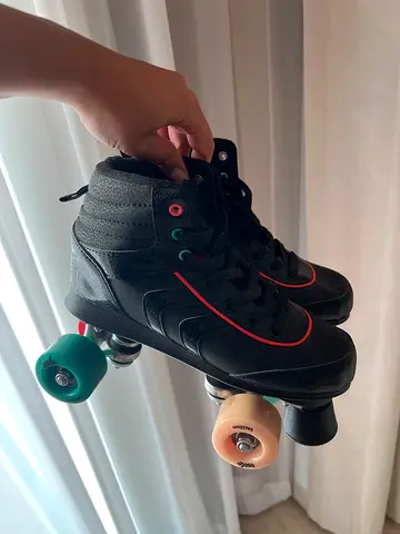Black Quad Roller Skates with Colorful Wheels
