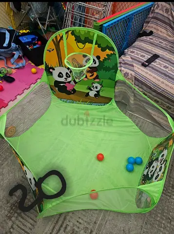 Foldable Panda Playpen/Play Yard with Soft Mat and Mesh Sides