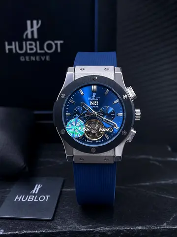 My Hublot men’s automatic chronograph watch - blue dial & rubber strap