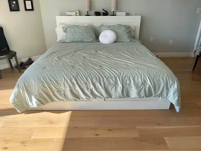 IKEA White BRIMNES King Storage Bed with IKEA Mattress 180 x 200 cm