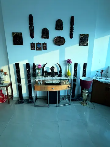 Wooden Console Table with Shelves