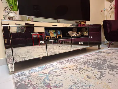 Mirrored TV Cabinet / Media Unit - 3 Drawer Low Console