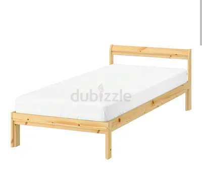 IKEA Solid Pine Single Bed Frame with Headboard - Natural Finish
