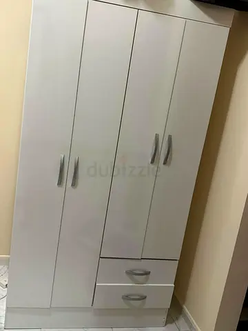 White 4-door Wardrobe with Drawers — Good Condition
