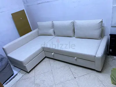 Modern Beige L-Shaped Corner Sofa Bed