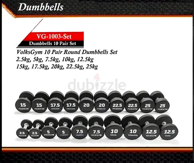 10 Pair Round Dumbbell Set 2.5kg to 25kg