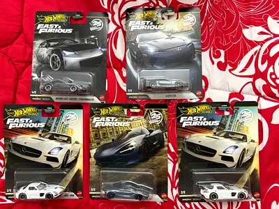 Lot of 5 Hot Wheels Fast & Furious Diecast Cars - New in Package