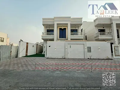 فيلا فاخرة للبيع في عجمان 5 غرف نوم أرضي وأول وثاني مع روف مساحة 3014 قدم وبناء 3400 قدم موقف سيارات شامل رسوم التسجيل