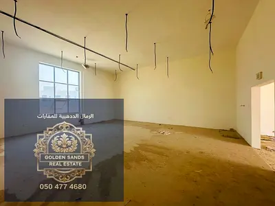 2 independent showrooms in Al Rahmaniya, Sharjah, advertised at AED 800,000/year for approximately 12,000 sq ft, with main-road frontage and suitabil