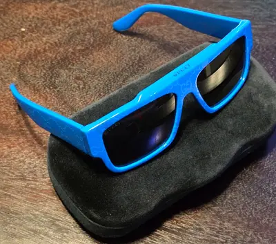Blue Gucci-style Square Sunglasses with Case