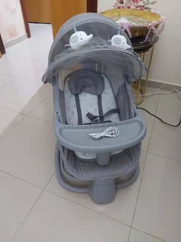 4 in 1 Grey baby rocker swing with canopy and control panel