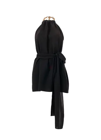 CAROLINA HERRERA RUNWAY CHAIN STRAP HALTERNECK DRESS TOP BLACK Size S NEW WITH TAG
