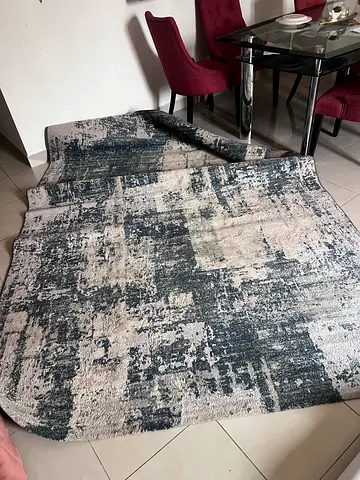 Modern Abstract Area Rug in Grey and Blue