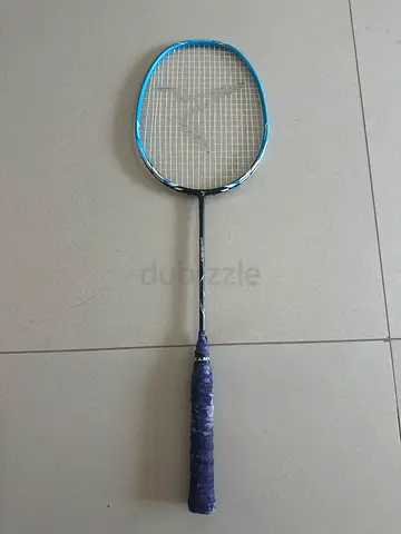 Badminton Racket with Blue Frame and Overgrip