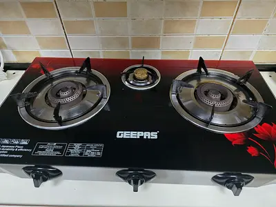 Geepas 3-Burner Glass Top Gas Stove - Good Working Condition