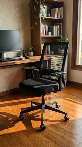 Steel Case Mesh Office Chair with Adjustable Armrests and Wheels