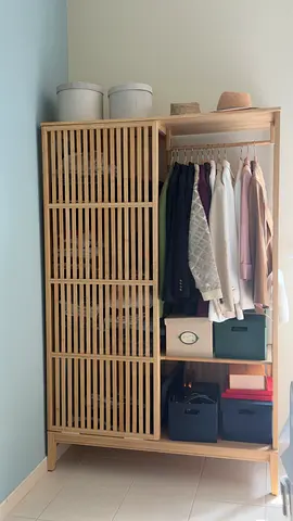 NORDKISA
Open wardrobe with sliding door, bamboo, 120x186 cm