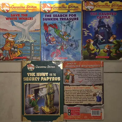 Geronimo Stilton children's book collection - 5 paperback adventure books. Each for 10 aed