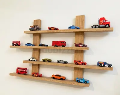 Wooden Wall Display Shelf for Toy Cars Collection