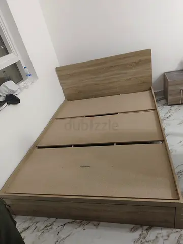 Double wooden bed frame with headboard - good condition