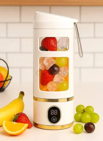 Portable Electric Blender with USB Rechargeable Battery - White