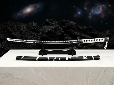 Trafalgar Law "Kikoku" Katana Replica – Metal Blade with Spot Pattern Sheath & Stand (One Piece)