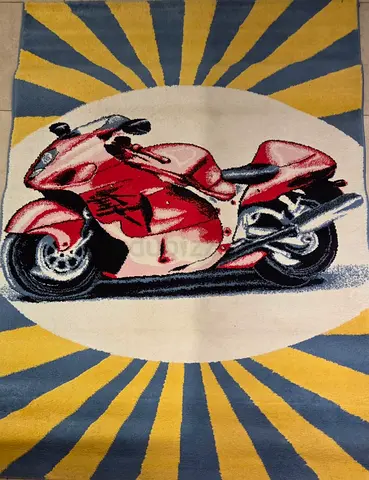 Boys Red Motorbike Carpet 120 × 170 cm