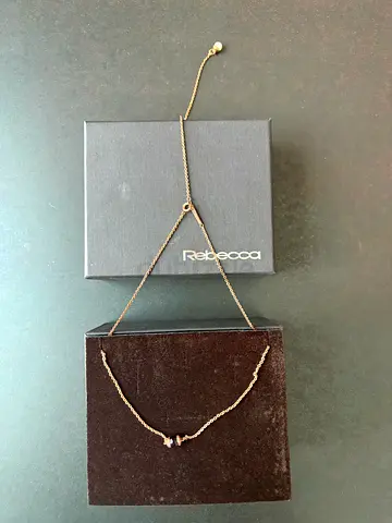 Rebecca Gioielli Necklace – Gold Tone & Black Detail | With Original Box