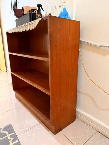 Used low wooden bookshelf / bookcase with three shelves