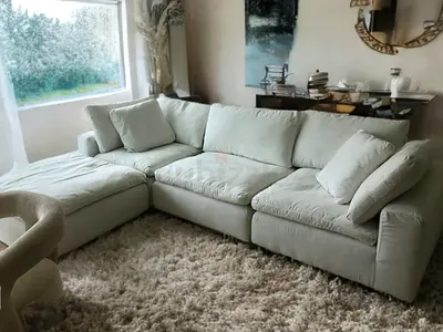 Premium quality marina home feather 🪶 filled modular sofa with ottoman