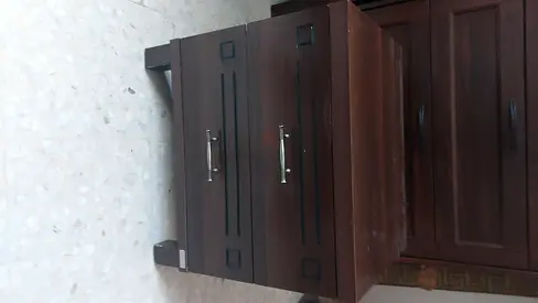Wooden 2-Drawer Bedside Nightstand in Dark Brown