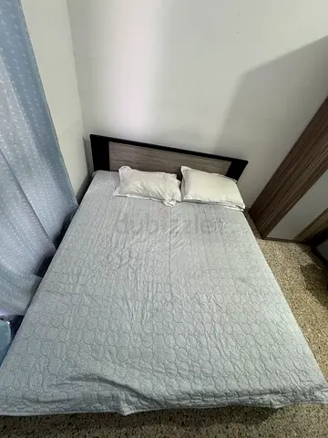Queen bed frame with mattress and headboard - good condition