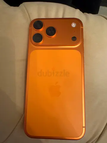iPhone with orange protective case - good condition