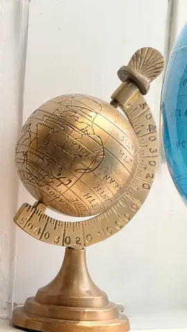 Vintage Brass Globe Desk Ornament - Small Decorative Globe