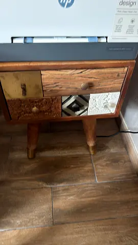 Solid Wood Bedside Table / Nightstand with Carved Drawer