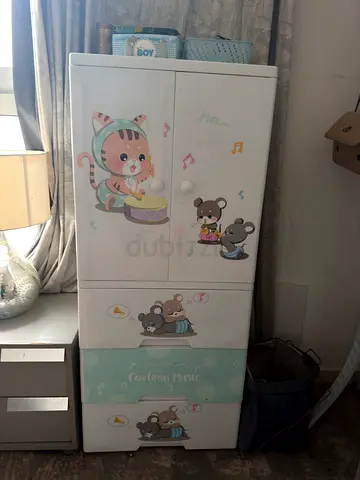 Used Baby Wardrobe / Nursery Closet with Cute Animal Decals