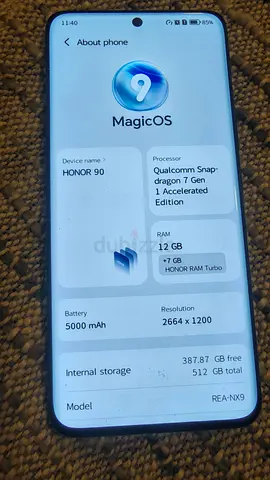 Honor 90 - 12GB RAM, 512GB, 5000mAh, Snapdragon 7 Gen 1 (Excellent Condition) without attachments