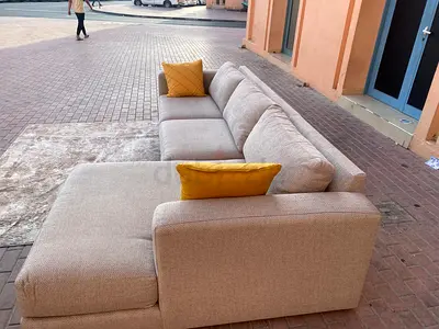 Comfortable Crate&Barrel L Shape Sofa Beige
