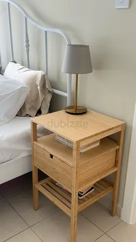 NORDKISA
Bedside table, bamboo, 40x40 cm Bamboo Nightstand with Drawer and Shelves - Gently Used