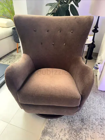 Crate and Barrel Chocolate Brown Velvet Swivel Glider Nursery Chair - brand NEW