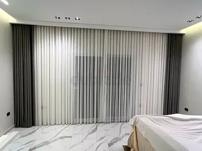 Floor-to-ceiling sheer and blackout curtain set - modern style