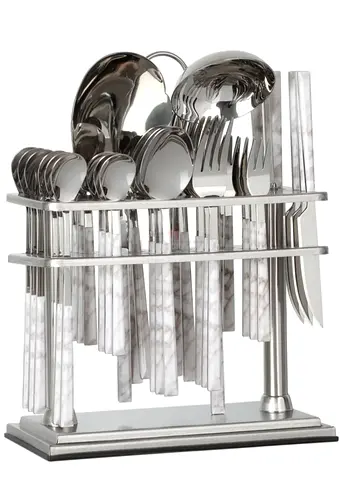 37-Piece 18/10 Stainless Steel Spoon Cutlery Set Includes Knife and Forks With Cutlery Holder, Tea